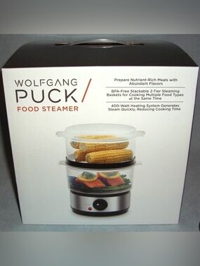 Wolfgang Puck White/Clear 2-Tier Food Steamer